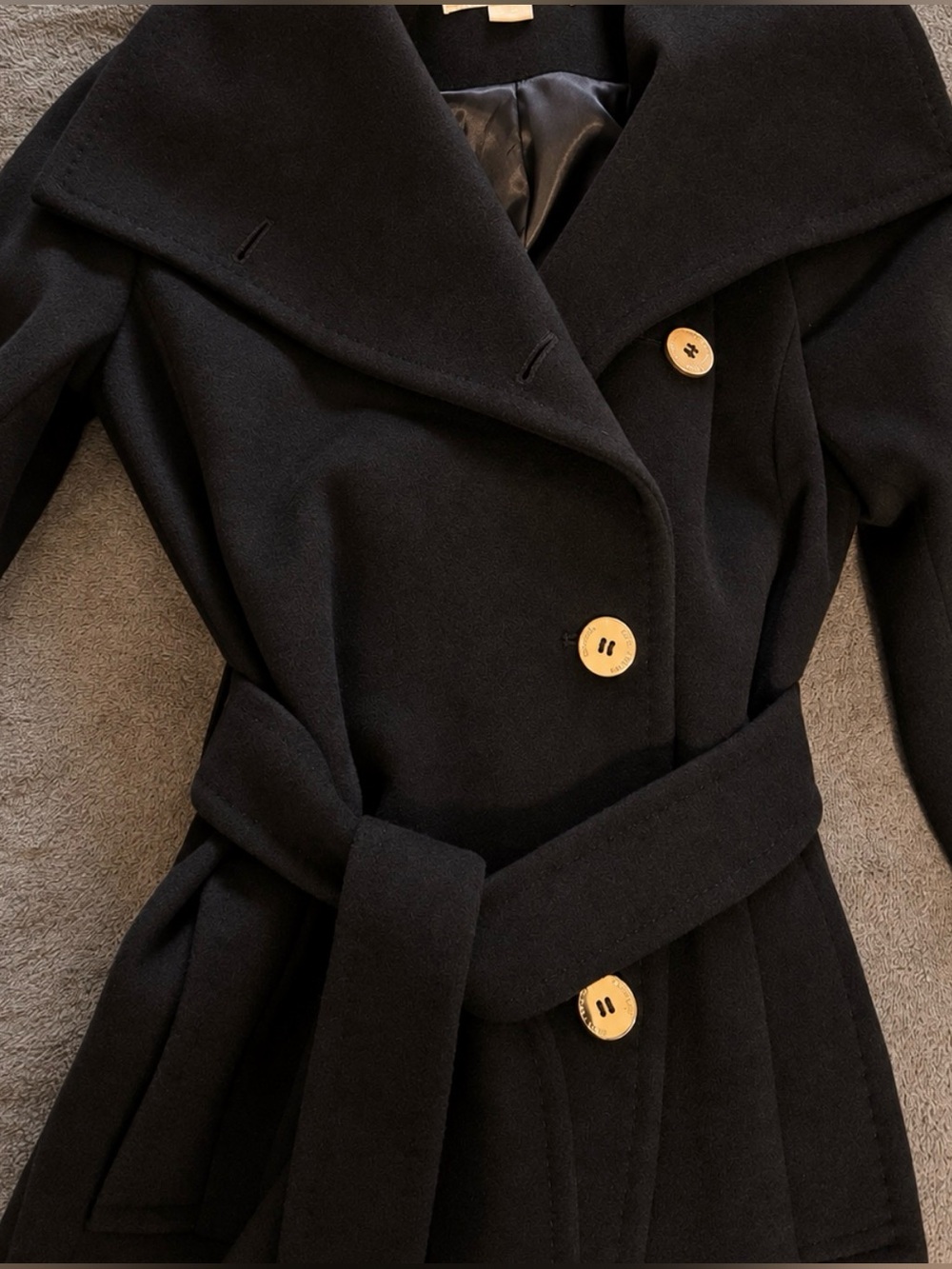 MICHAEL Michael Kors Black Wool Blend Belted Coat XXS